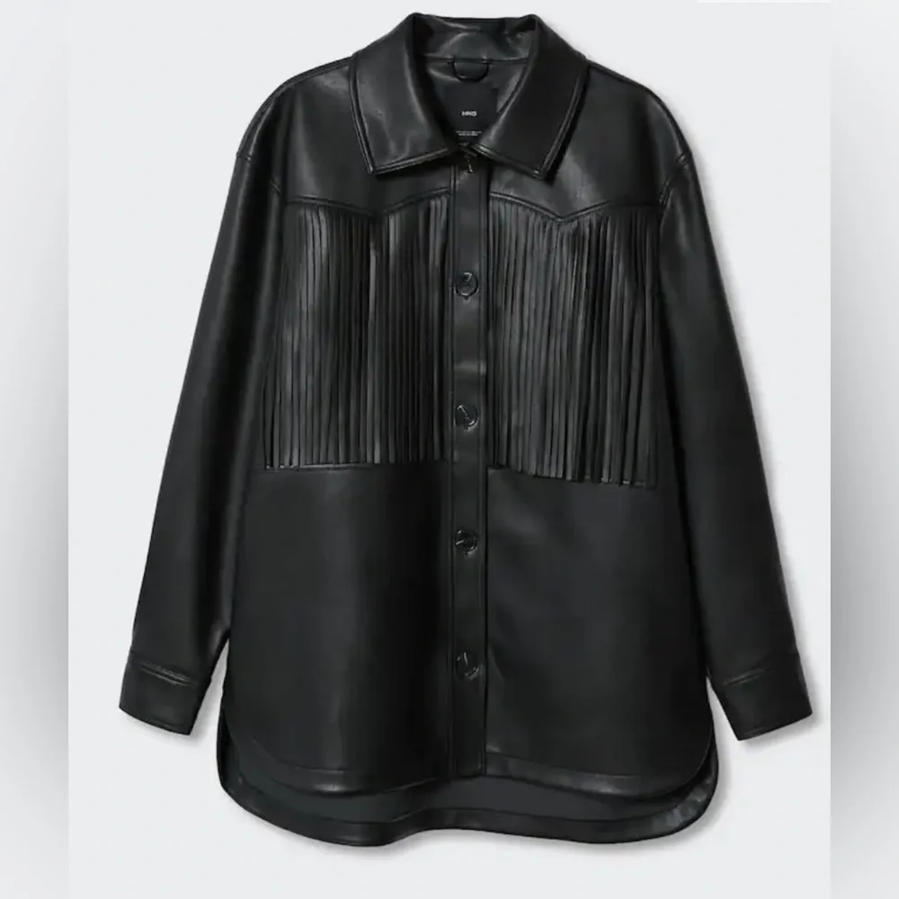NWT Women's MANGO Faux Leather -effect fringed Jacket- XS - Picture 6 of 7